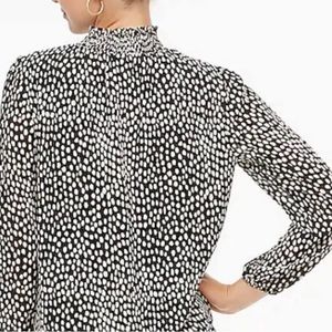 J.Crew smocked mock neck dotted blouse size S